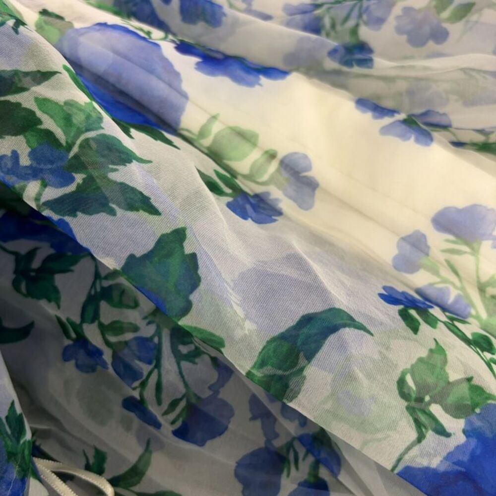 BHLDN High-Neck Scarf Floral Organza Maxi Dress